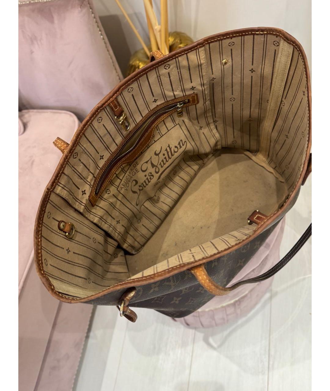 LOUIS VUITTON Коричневая кожаная сумка с короткими ручками, фото 4