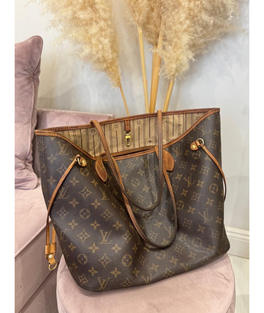 LOUIS VUITTON Коричневая кожаная сумка с короткими ручками, фото 5