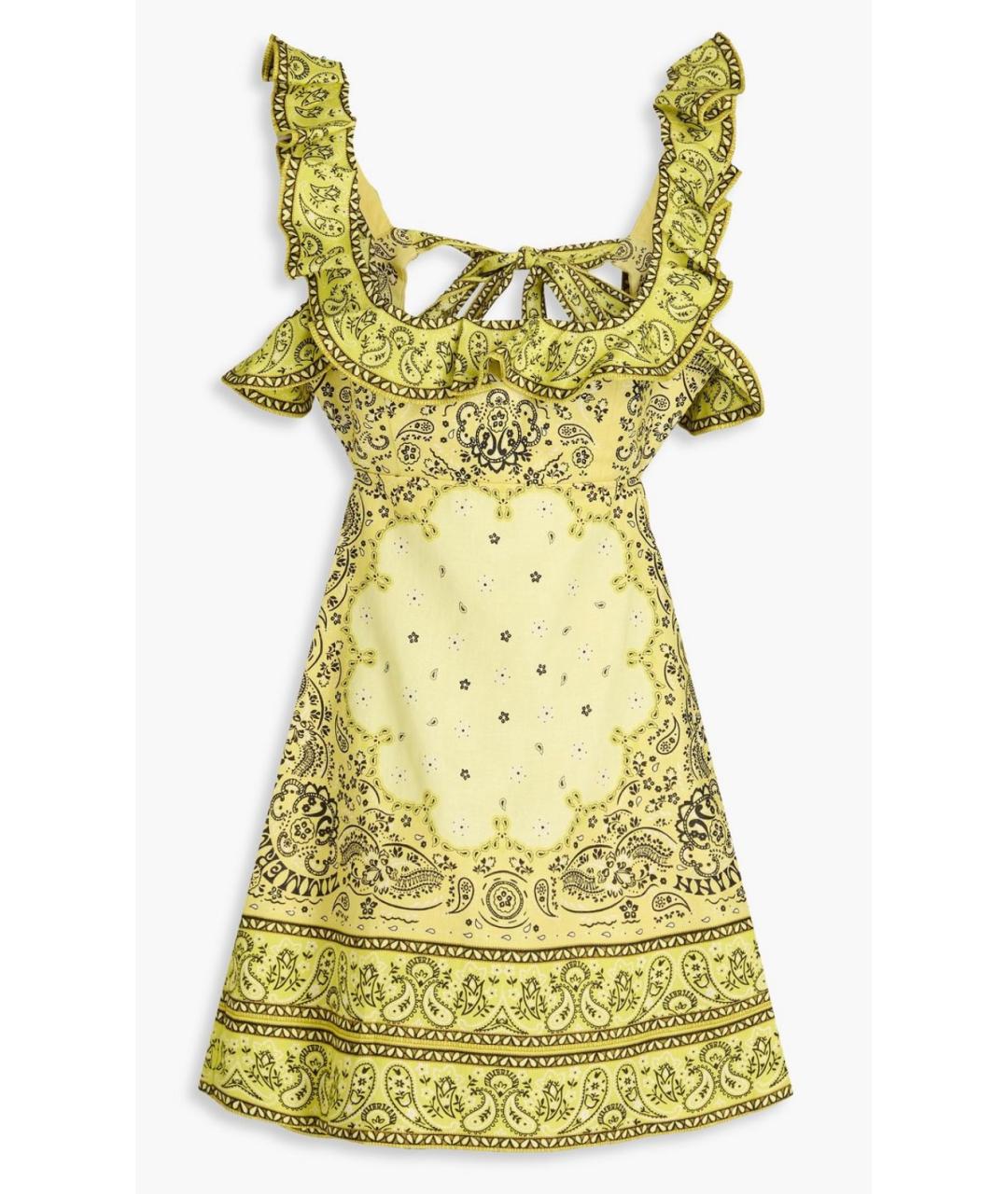 ZIMMERMANN Желтое льняное коктейльное платье, фото 10