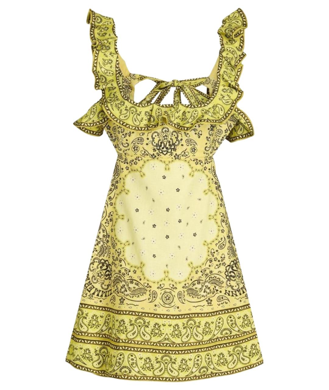 ZIMMERMANN Желтое льняное коктейльное платье, фото 1