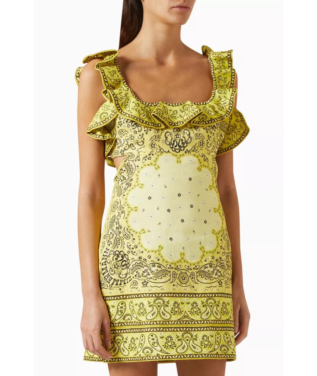 ZIMMERMANN Желтое льняное коктейльное платье, фото 4