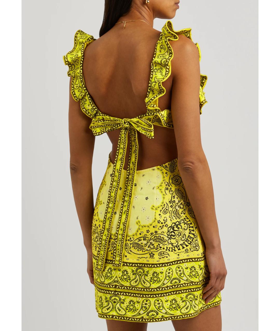 ZIMMERMANN Желтое льняное коктейльное платье, фото 8