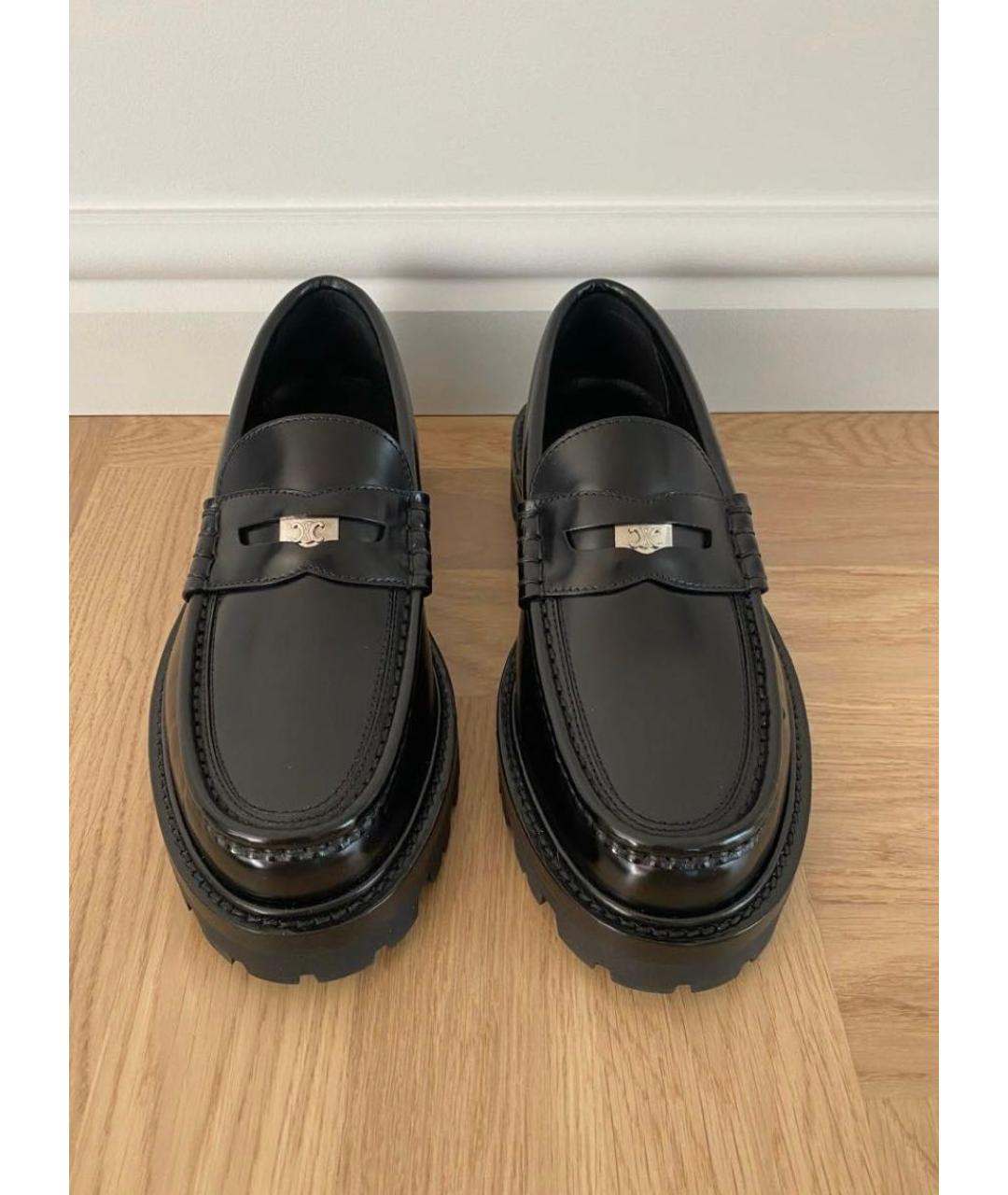 CELINE Черные кожаные лоферы, фото 2