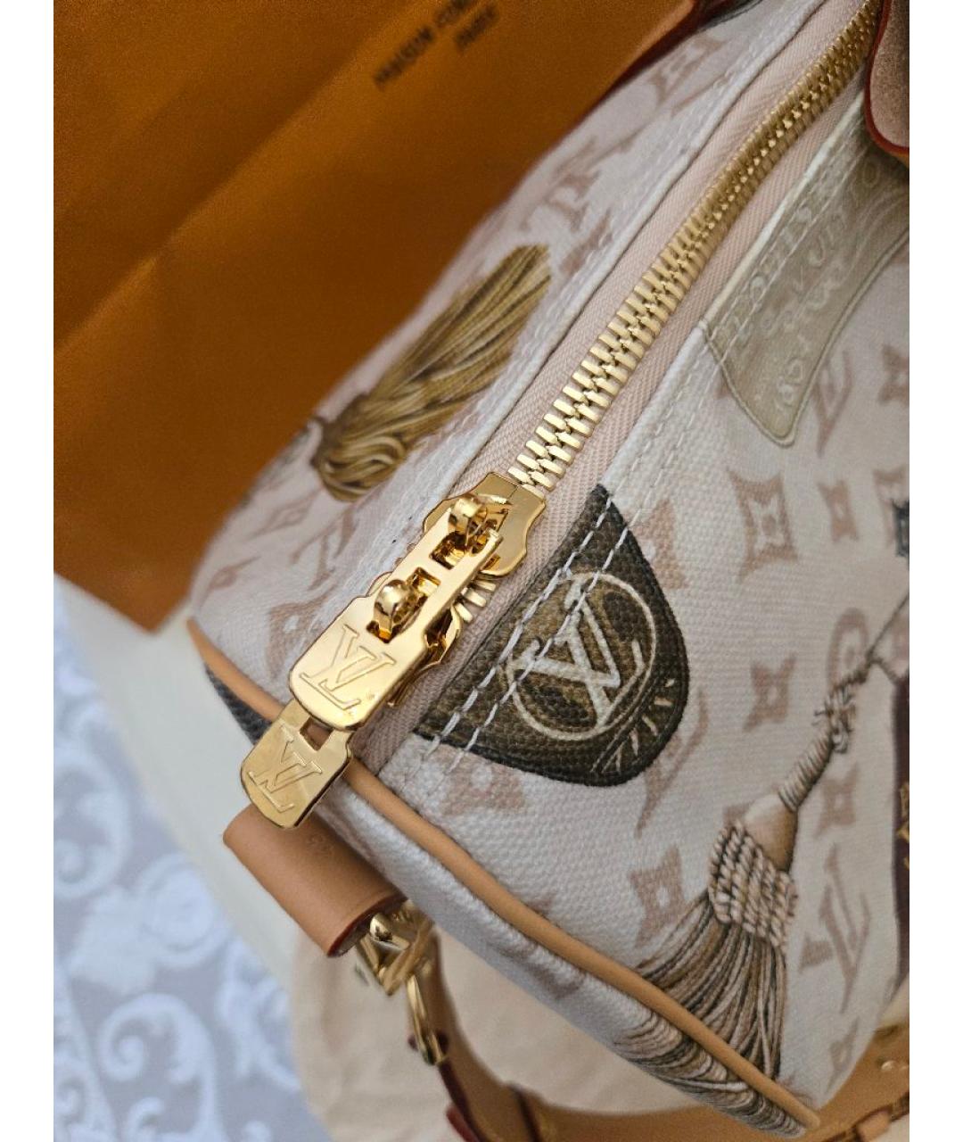 LOUIS VUITTON Бежевая кожаная дорожная/спортивная сумка, фото 7