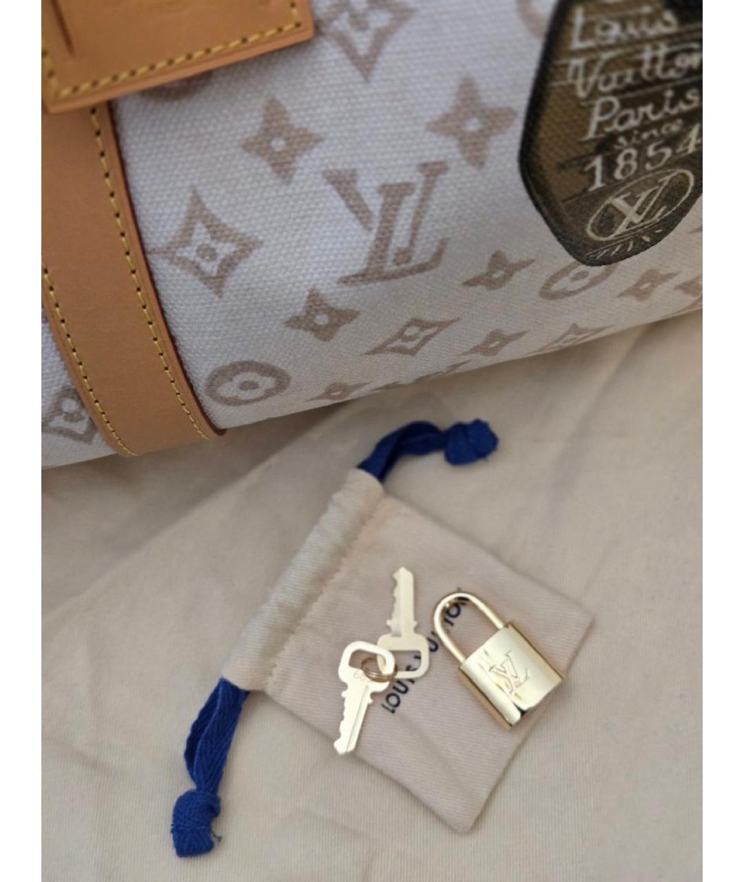 LOUIS VUITTON Бежевая кожаная дорожная/спортивная сумка, фото 5
