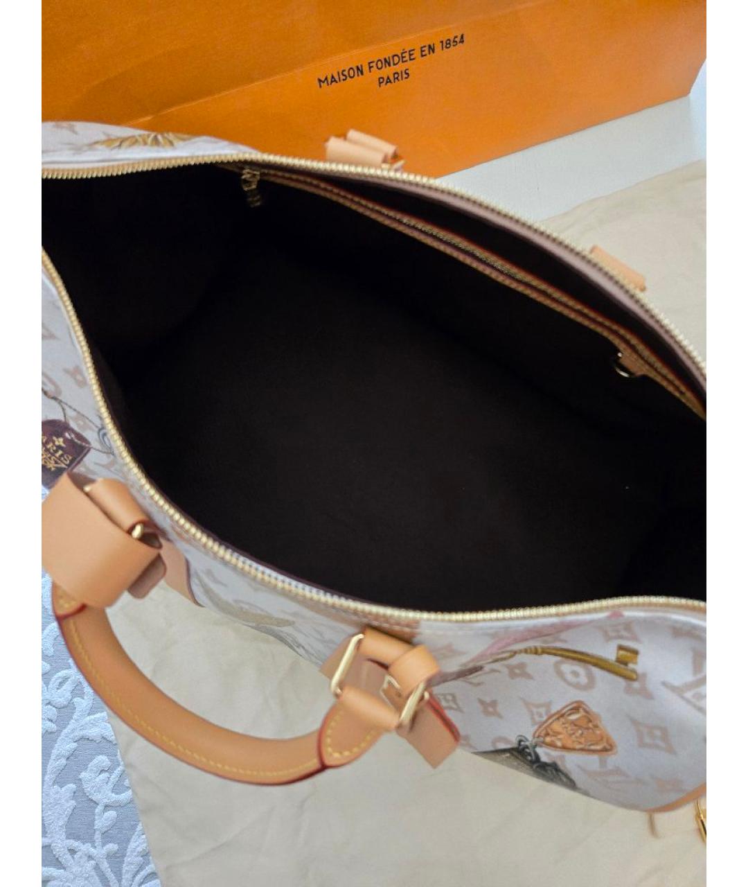 LOUIS VUITTON Бежевая кожаная дорожная/спортивная сумка, фото 4