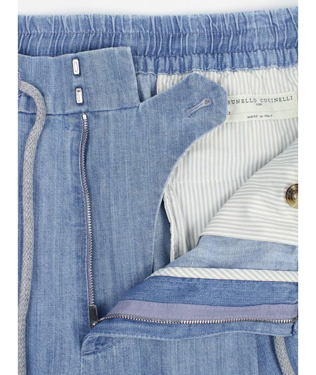 BRUNELLO CUCINELLI Голубые хлопковые джинсы, фото 8