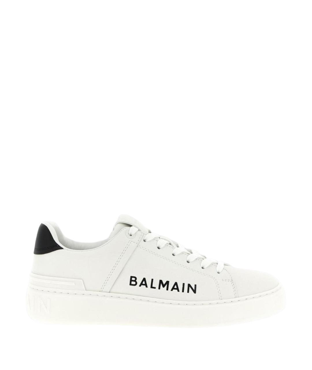 BALMAIN Белые кожаные низкие кроссовки / кеды, фото 1