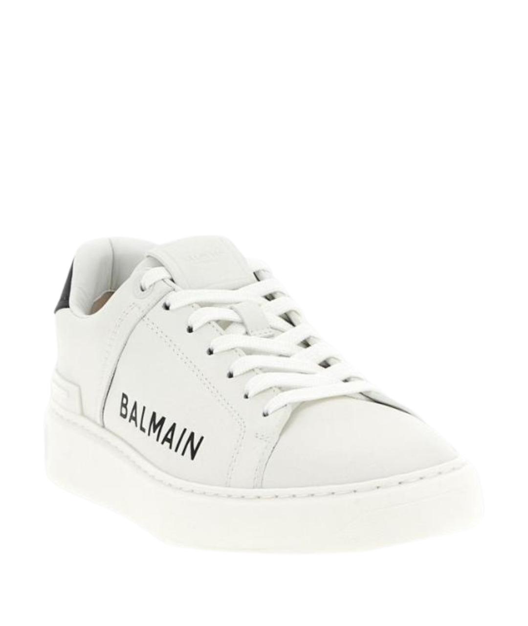BALMAIN Белые кожаные низкие кроссовки / кеды, фото 2