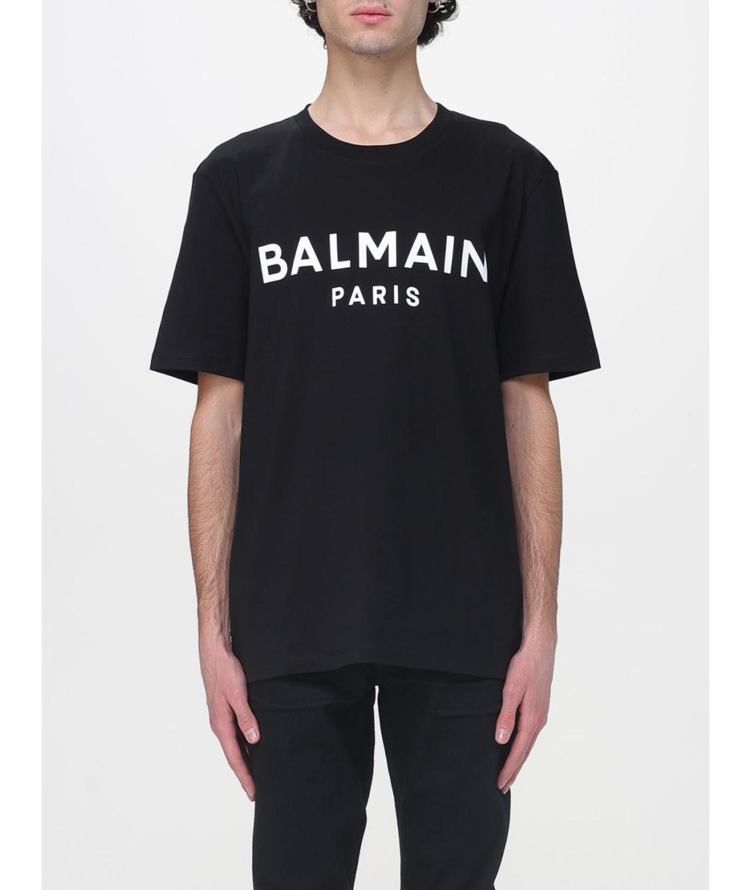 BALMAIN Черная хлопковая футболка, фото 1