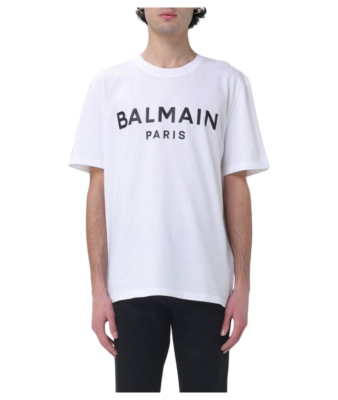 BALMAIN Белая хлопковая футболка, фото 1