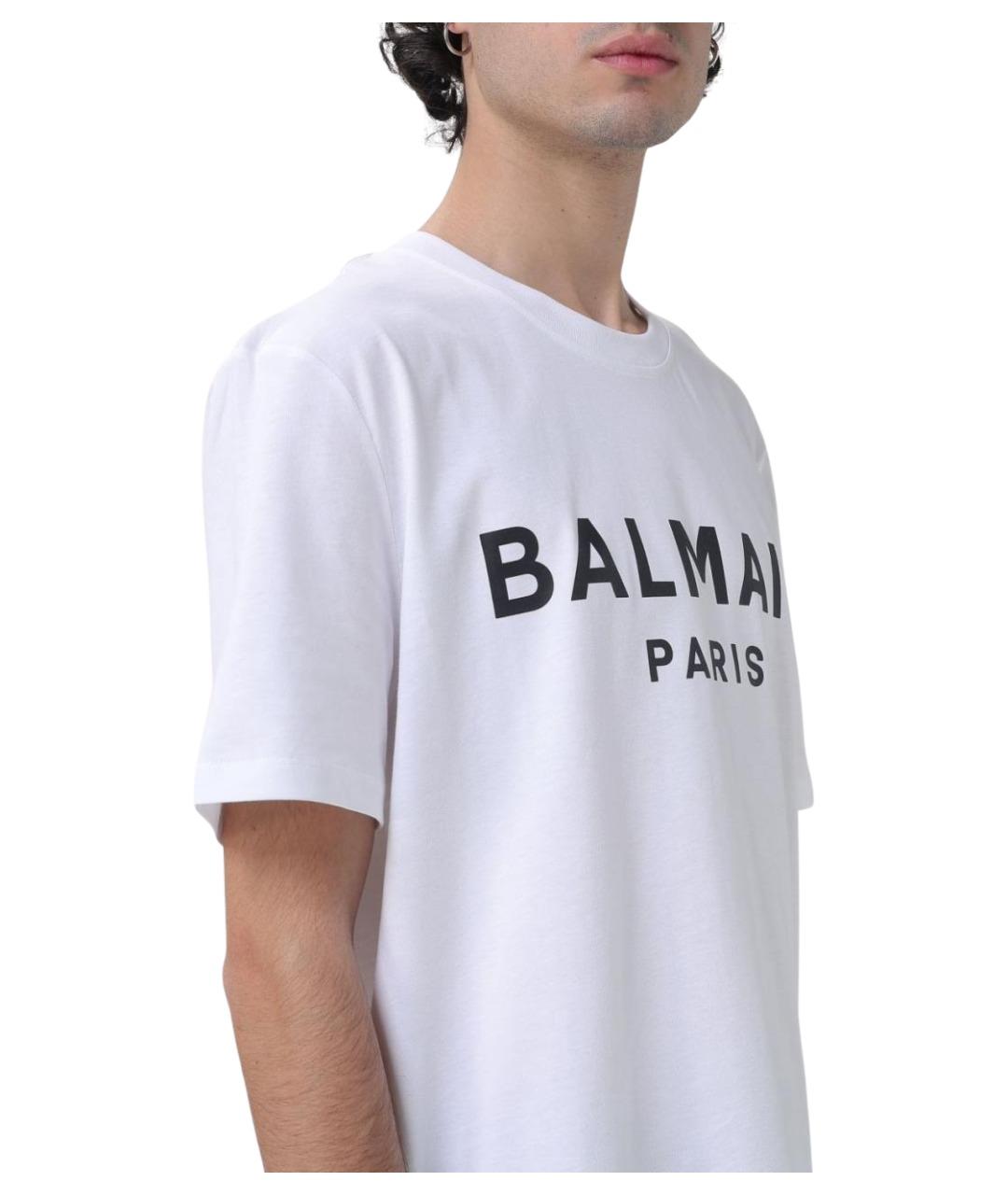 BALMAIN Белая хлопковая футболка, фото 3