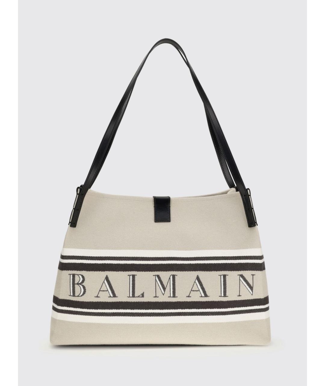 BALMAIN Бежевая хлопковая сумка с короткими ручками, фото 1
