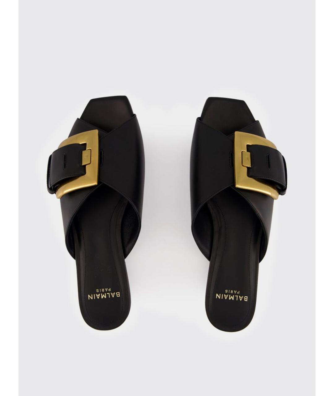 BALMAIN Черные кожаные мюли, фото 3