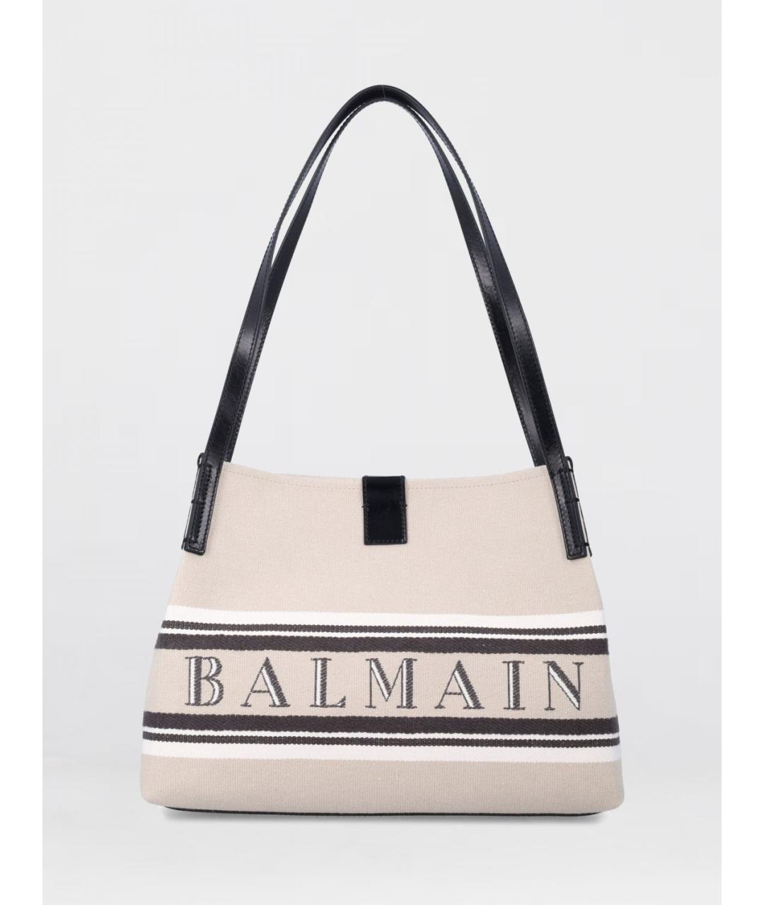 BALMAIN Бежевая хлопковая сумка с короткими ручками, фото 2