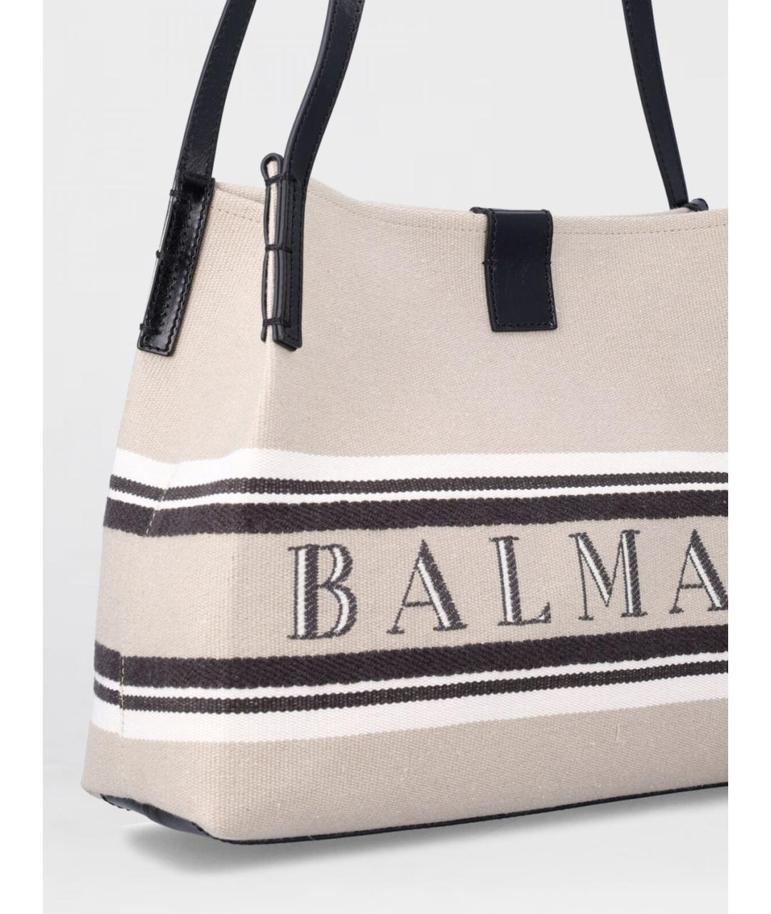 BALMAIN Бежевая хлопковая сумка с короткими ручками, фото 1