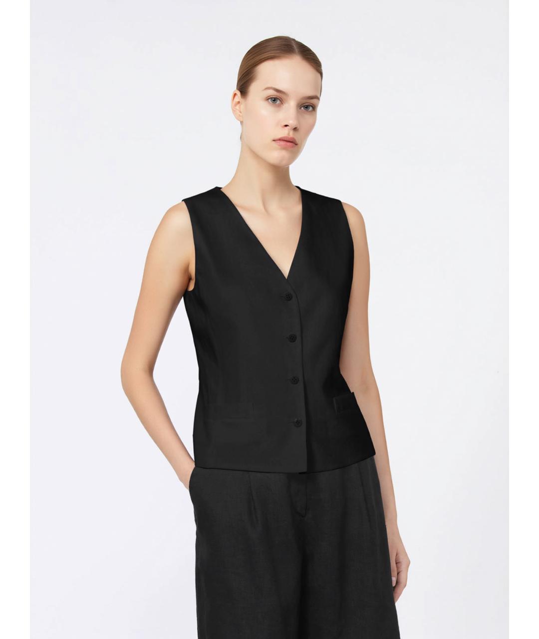 MAX MARA STUDIO Черный льняной жилет, фото 3