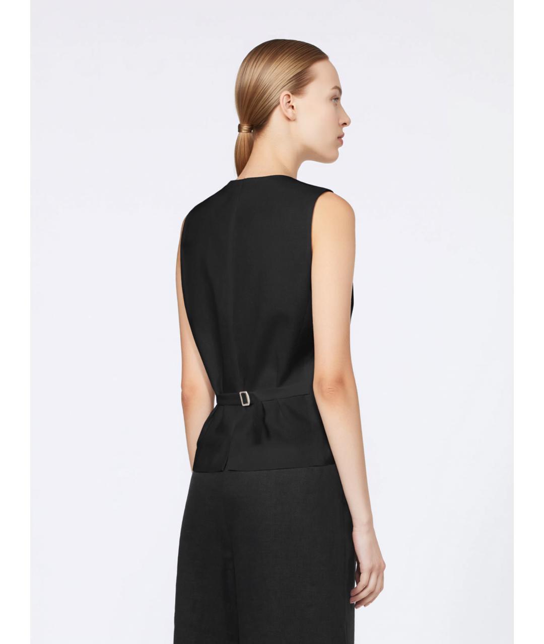 MAX MARA STUDIO Черный льняной жилет, фото 4