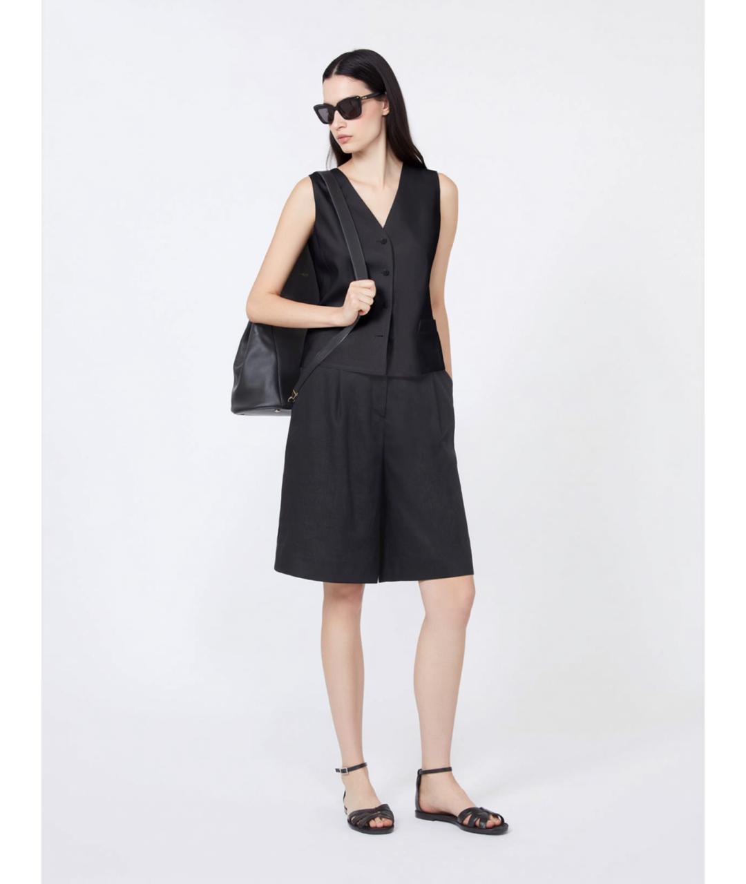 MAX MARA STUDIO Черный льняной жилет, фото 2