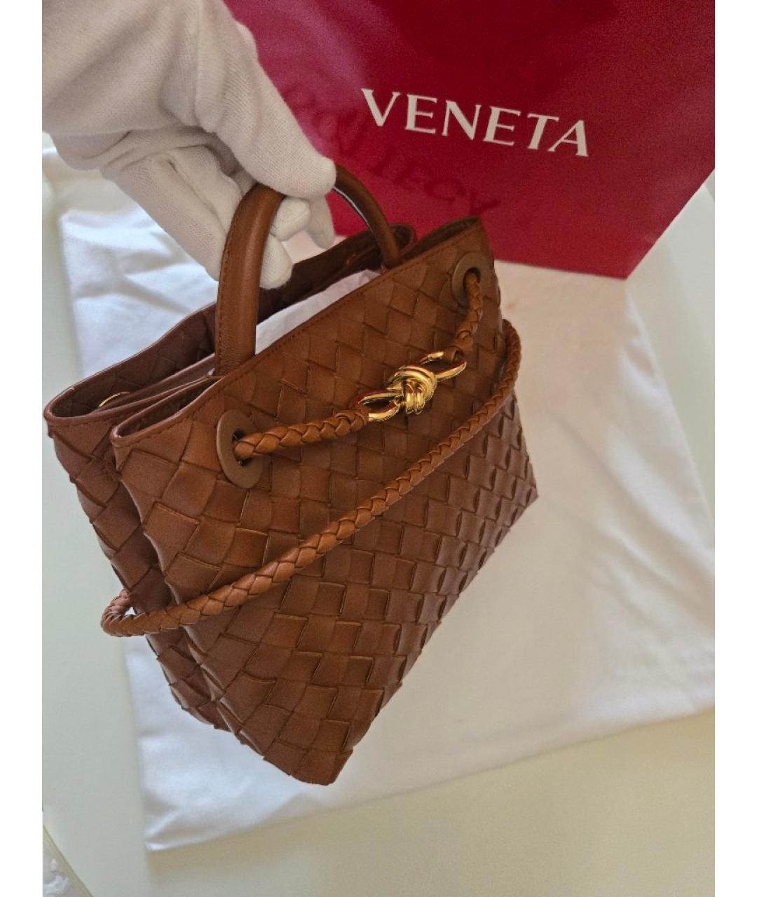 BOTTEGA VENETA Коричневая кожаная сумка тоут, фото 6