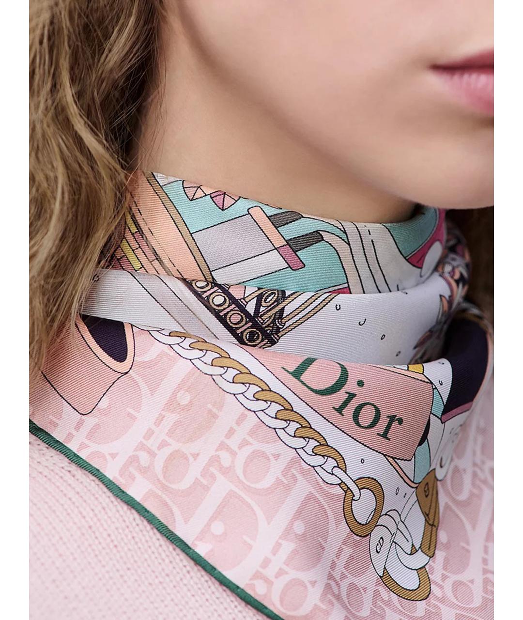 CHRISTIAN DIOR Розовый шелковый платок, фото 2