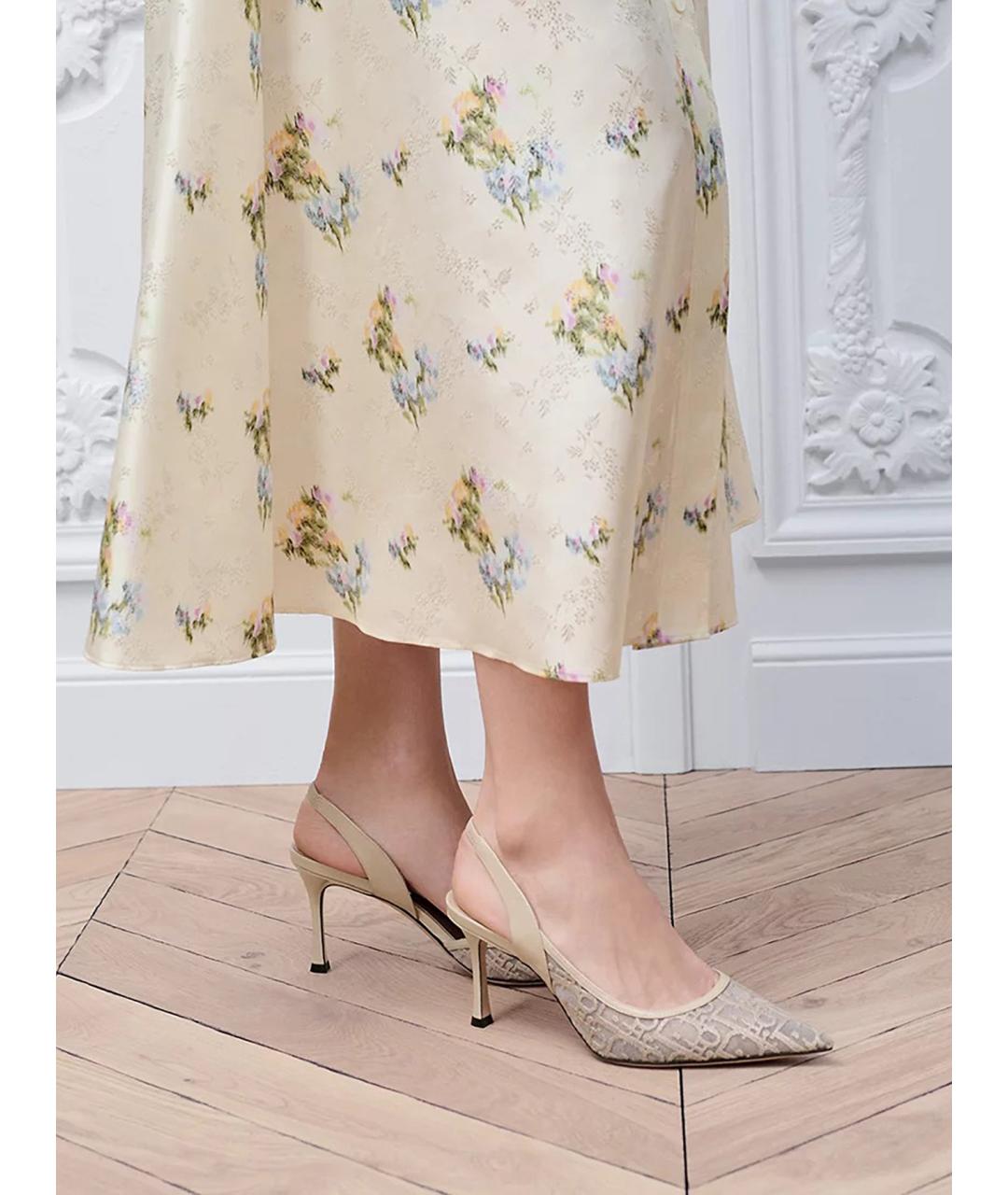 CHRISTIAN DIOR Бежевые текстильные туфли, фото 3