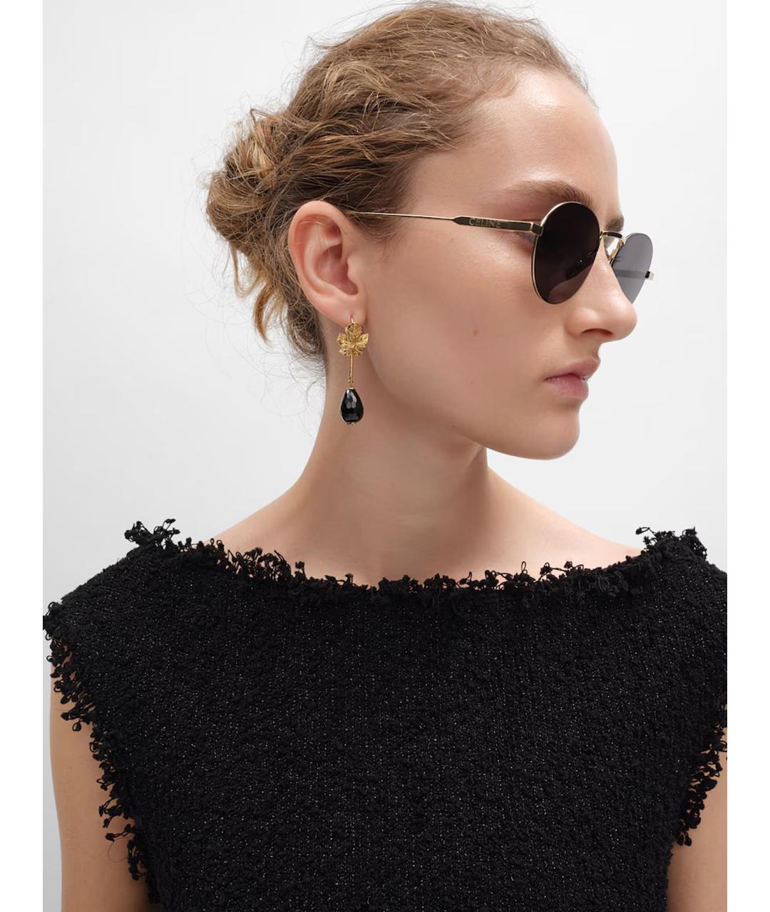 CELINE Золотые латунные серьги, фото 2