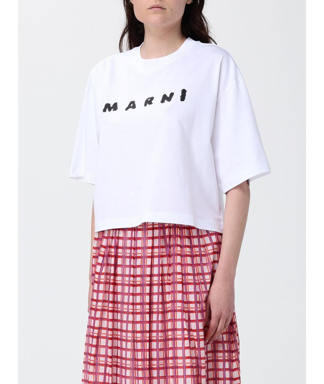 MARNI Белая хлопковая футболка, фото 4