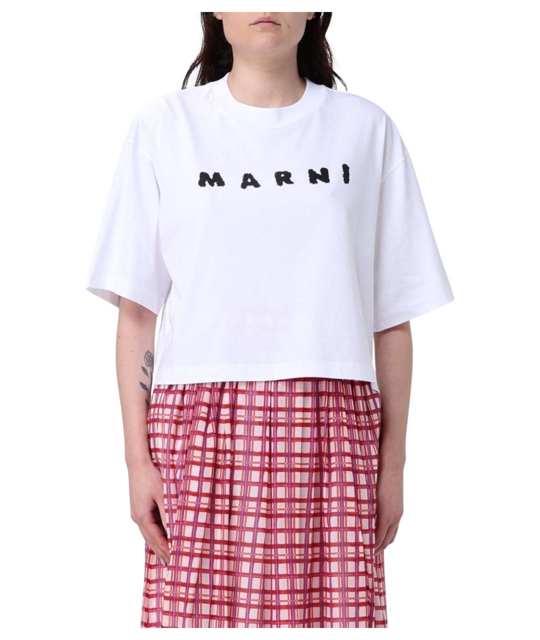 MARNI Белая хлопковая футболка, фото 1