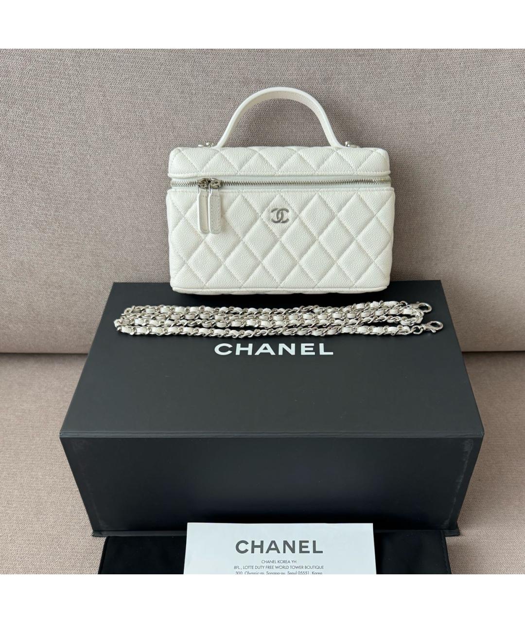 CHANEL Белая кожаная сумка через плечо, фото 6