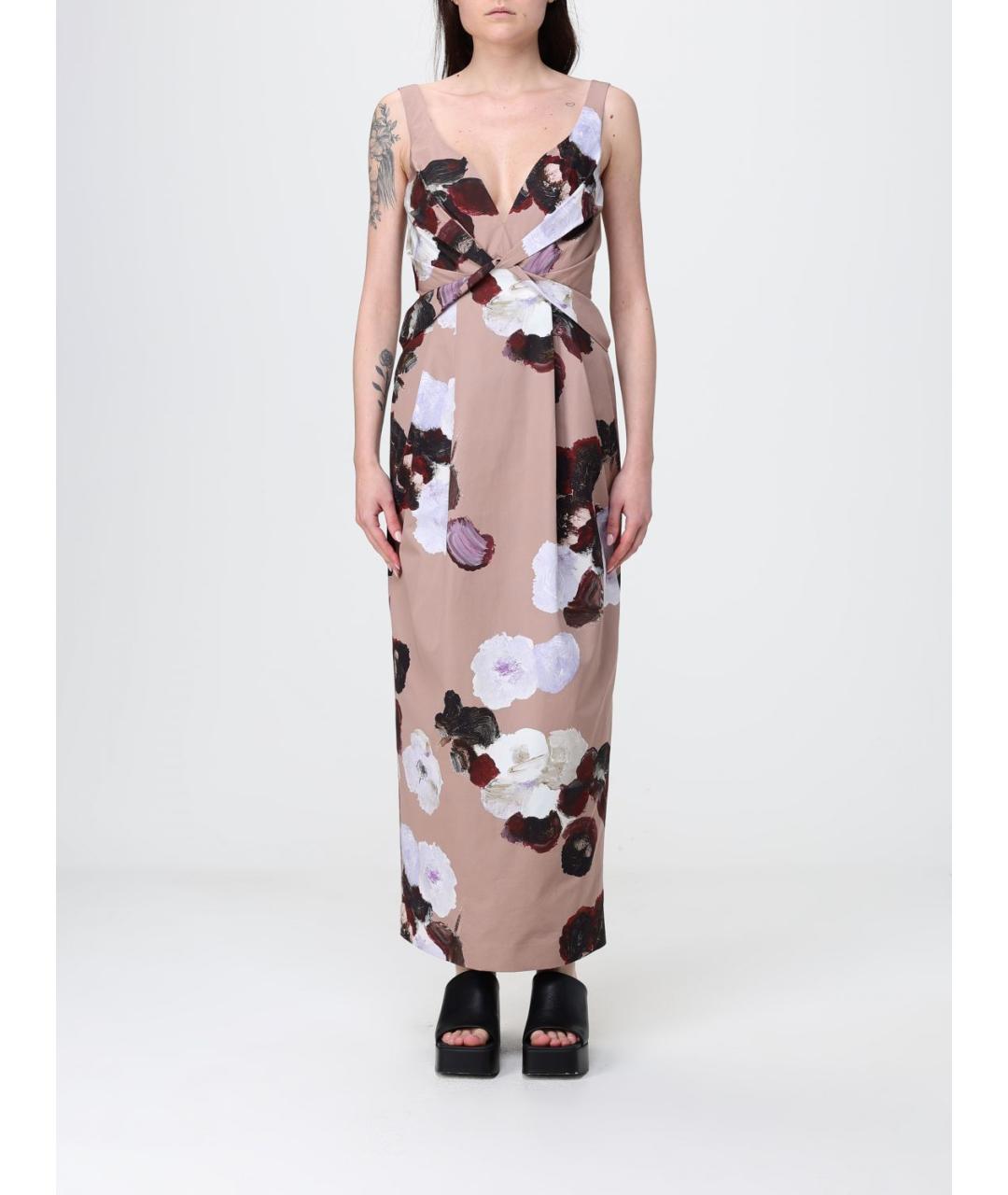ANTONIO MARRAS Бежевое хлопковое повседневное платье, фото 4