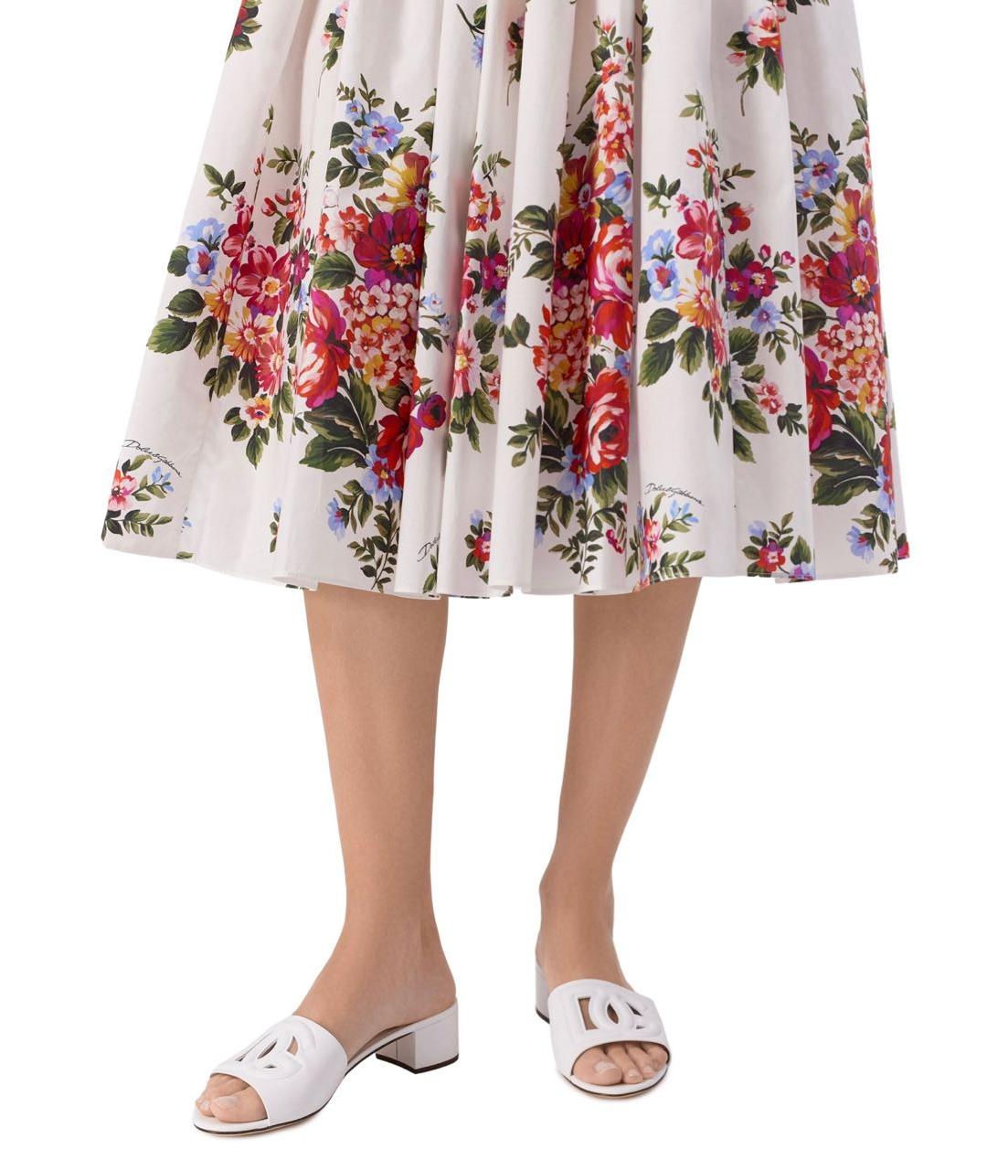 DOLCE&GABBANA Белые кожаные мюли, фото 5