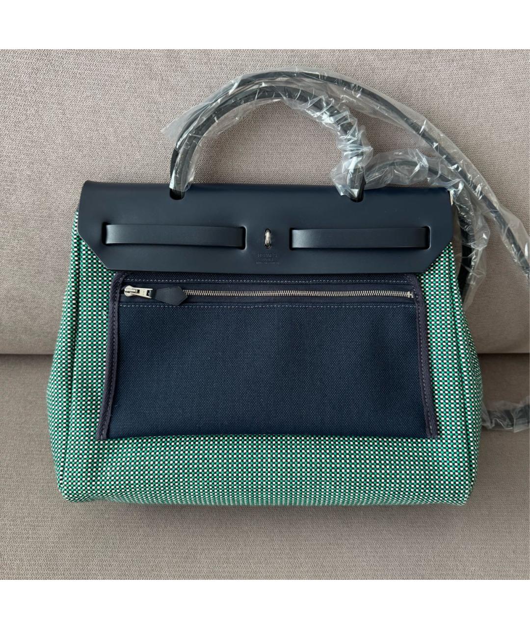 HERMES Зеленая тканевая сумка через плечо, фото 3