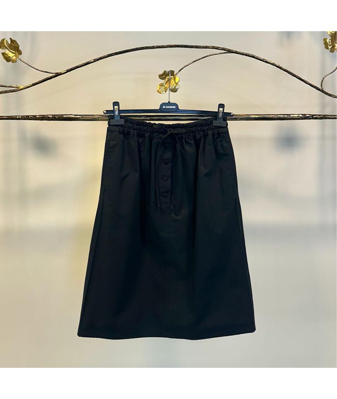 JIL SANDER Черная хлопковая юбка миди, фото 7