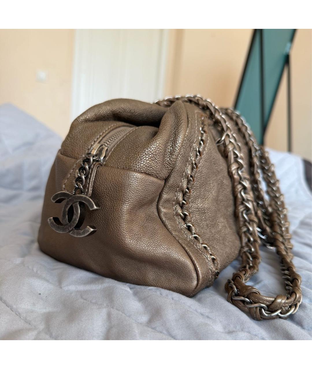 CHANEL Коричневая кожаная сумка тоут, фото 2