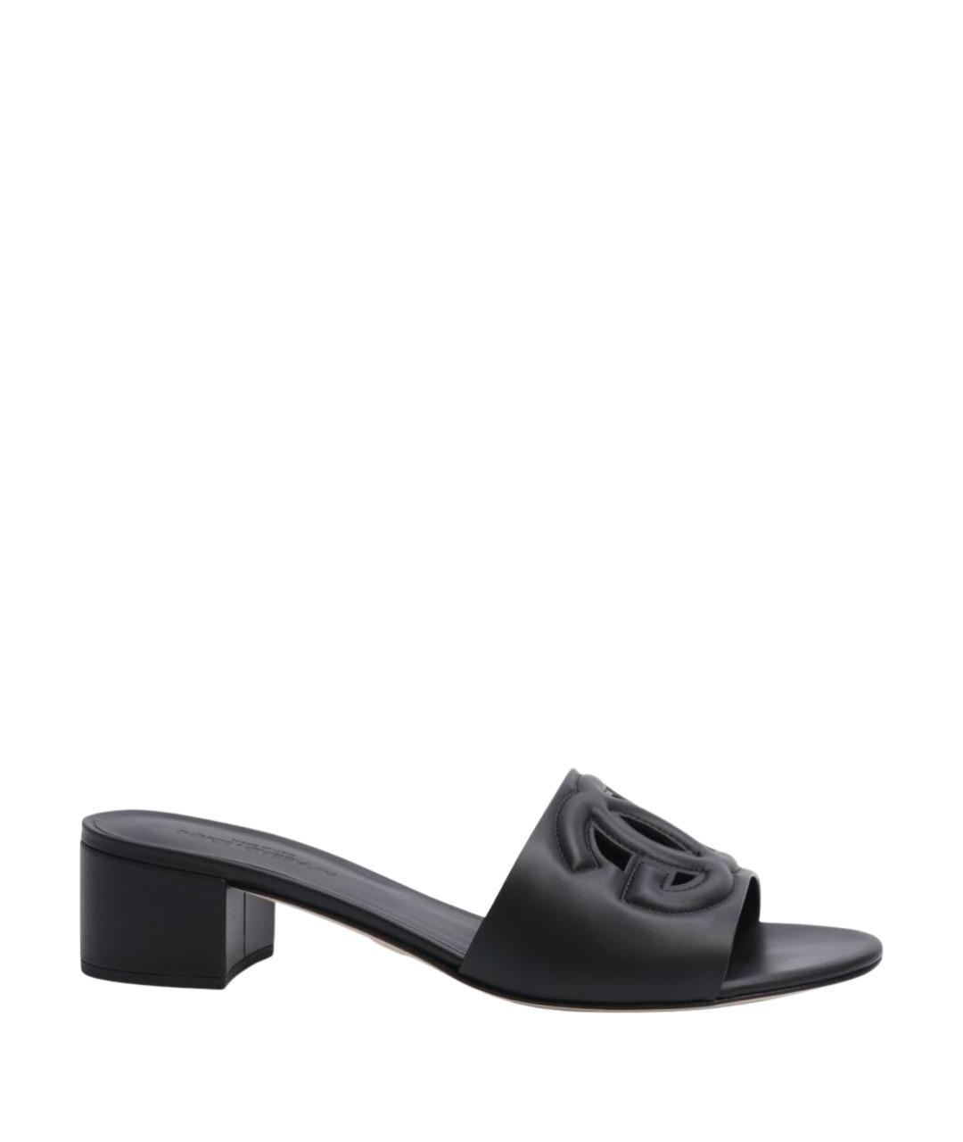 DOLCE&GABBANA Черные кожаные мюли, фото 1