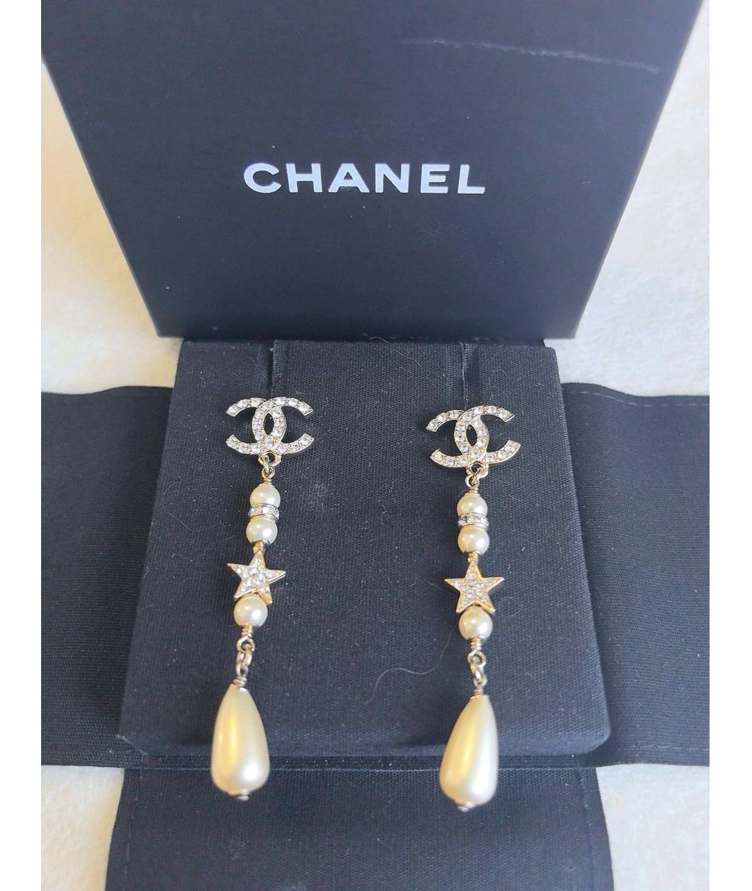 CHANEL Бежевые серьги, фото 6