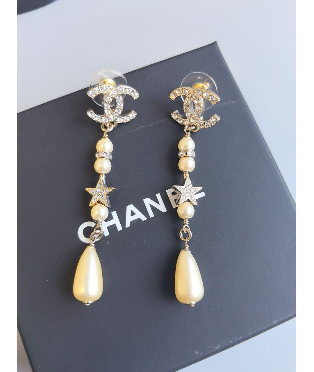 CHANEL Бежевые серьги, фото 7