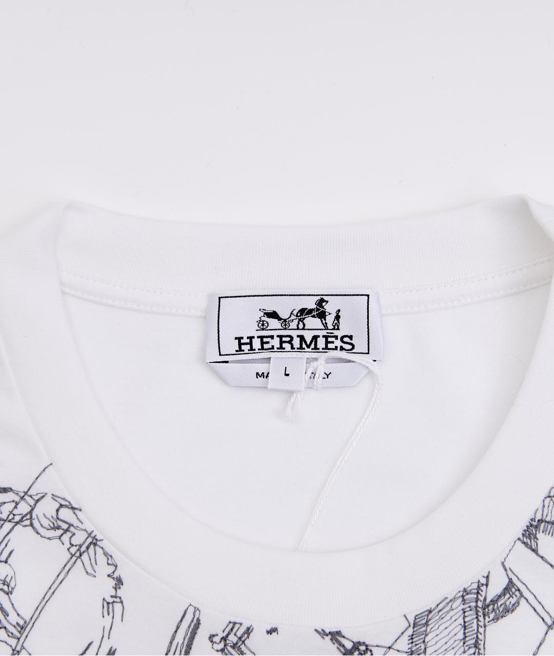 HERMES Белая хлопковая футболка, фото 3