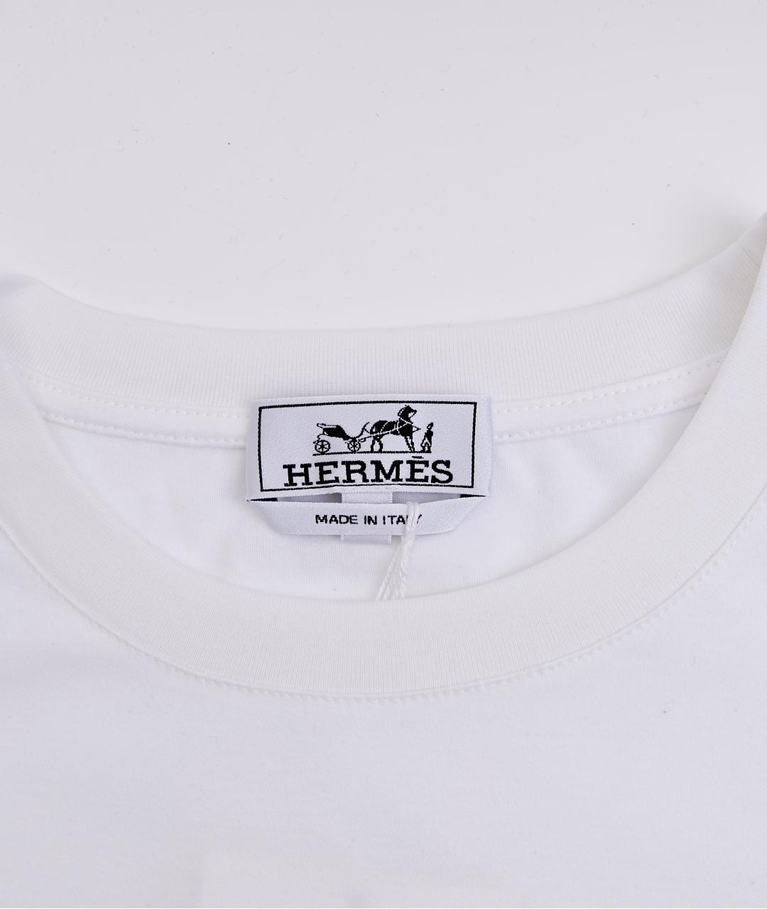 HERMES Белая хлопковая футболка, фото 4