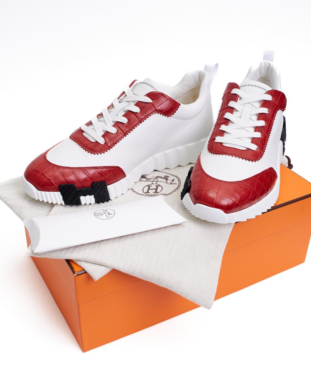 HERMES Красные кроссовки из экзотической кожи, фото 8