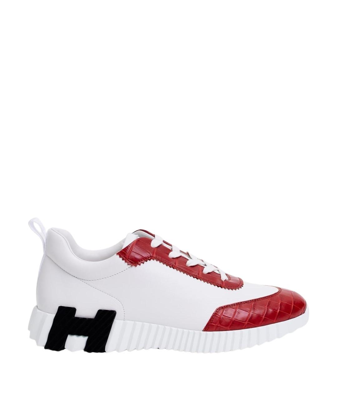 HERMES Красные кроссовки из экзотической кожи, фото 1