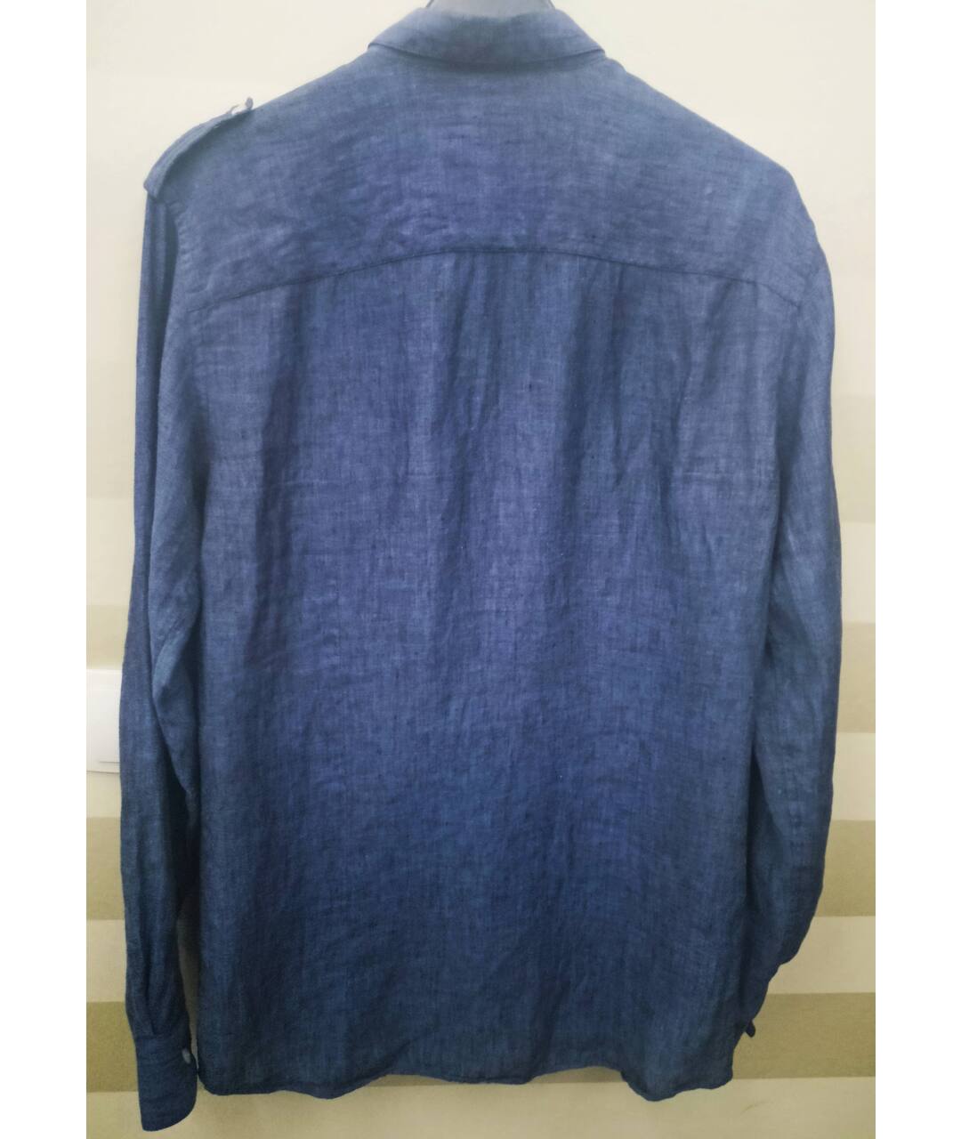PHILIPP PLEIN Синяя льняная кэжуал рубашка, фото 2