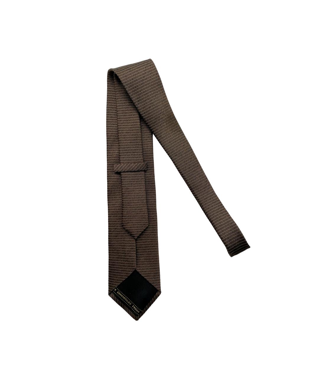 ERMENEGILDO ZEGNA XXX Коричневый шелковый галстук, фото 4