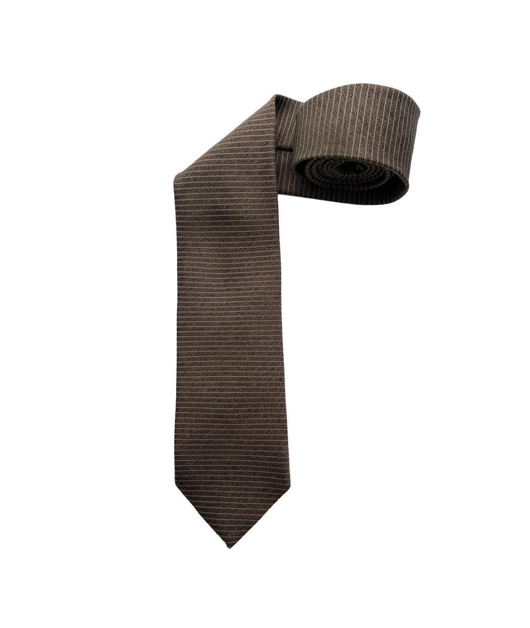 ERMENEGILDO ZEGNA XXX Коричневый шелковый галстук, фото 3