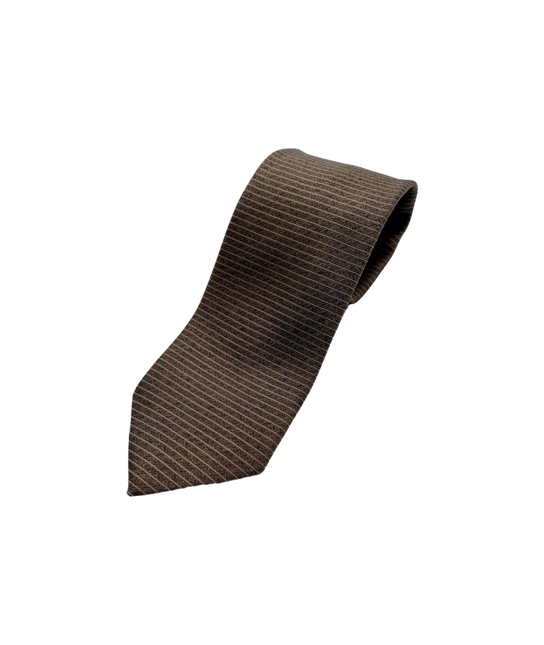 ERMENEGILDO ZEGNA XXX Коричневый шелковый галстук, фото 2