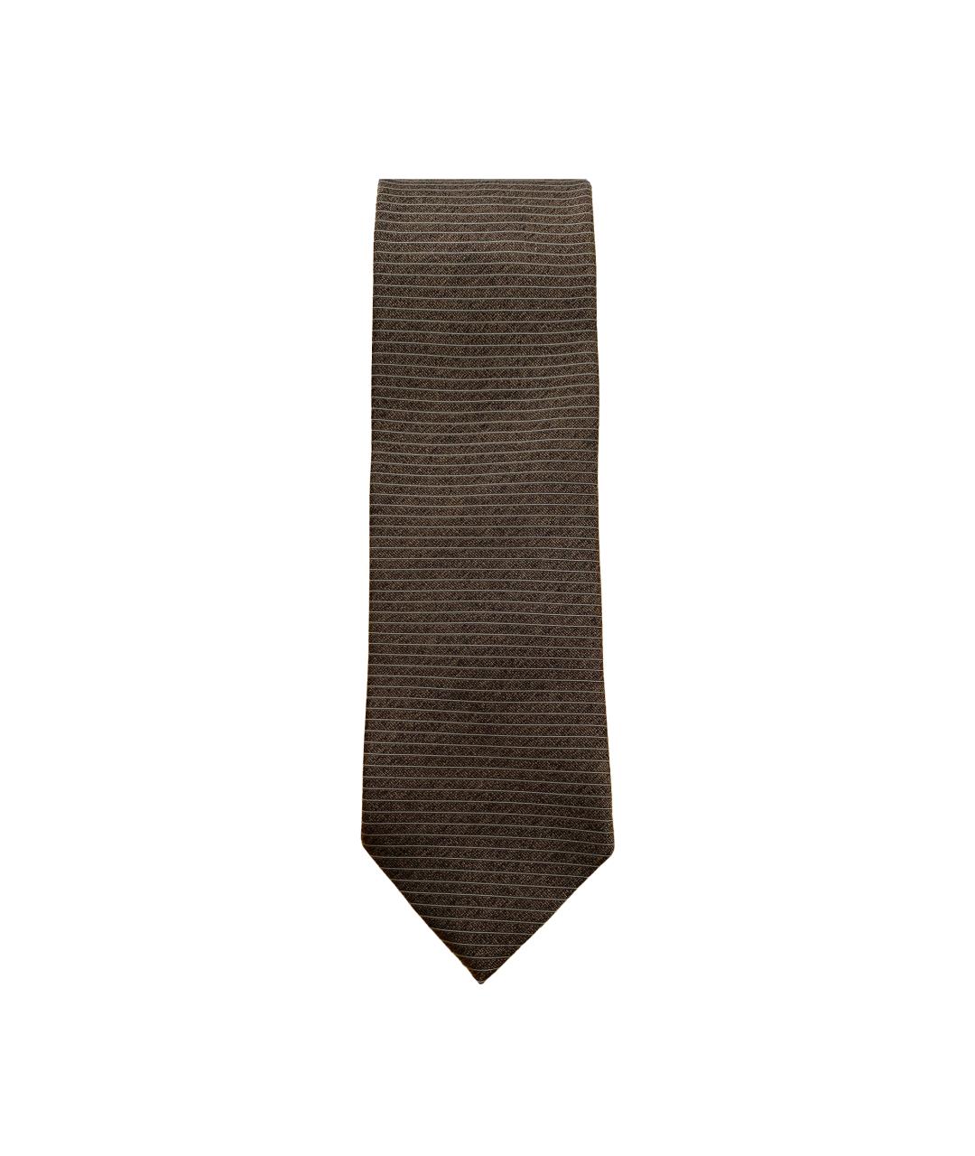 ERMENEGILDO ZEGNA XXX Коричневый шелковый галстук, фото 1