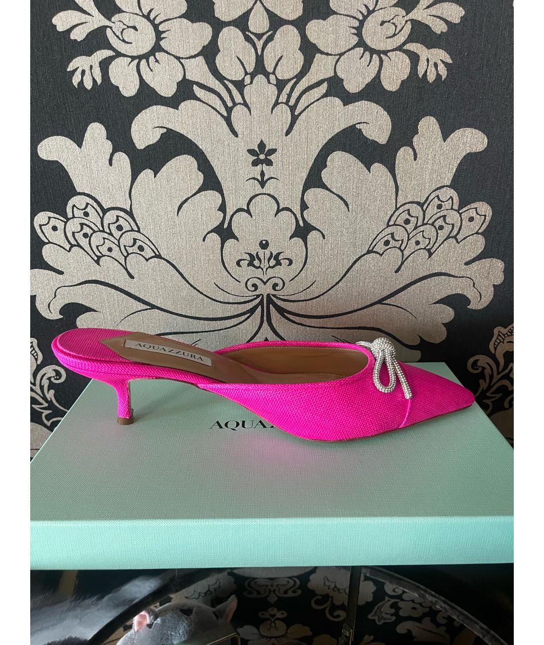 AQUAZZURA Фуксия текстильные мюли, фото 6