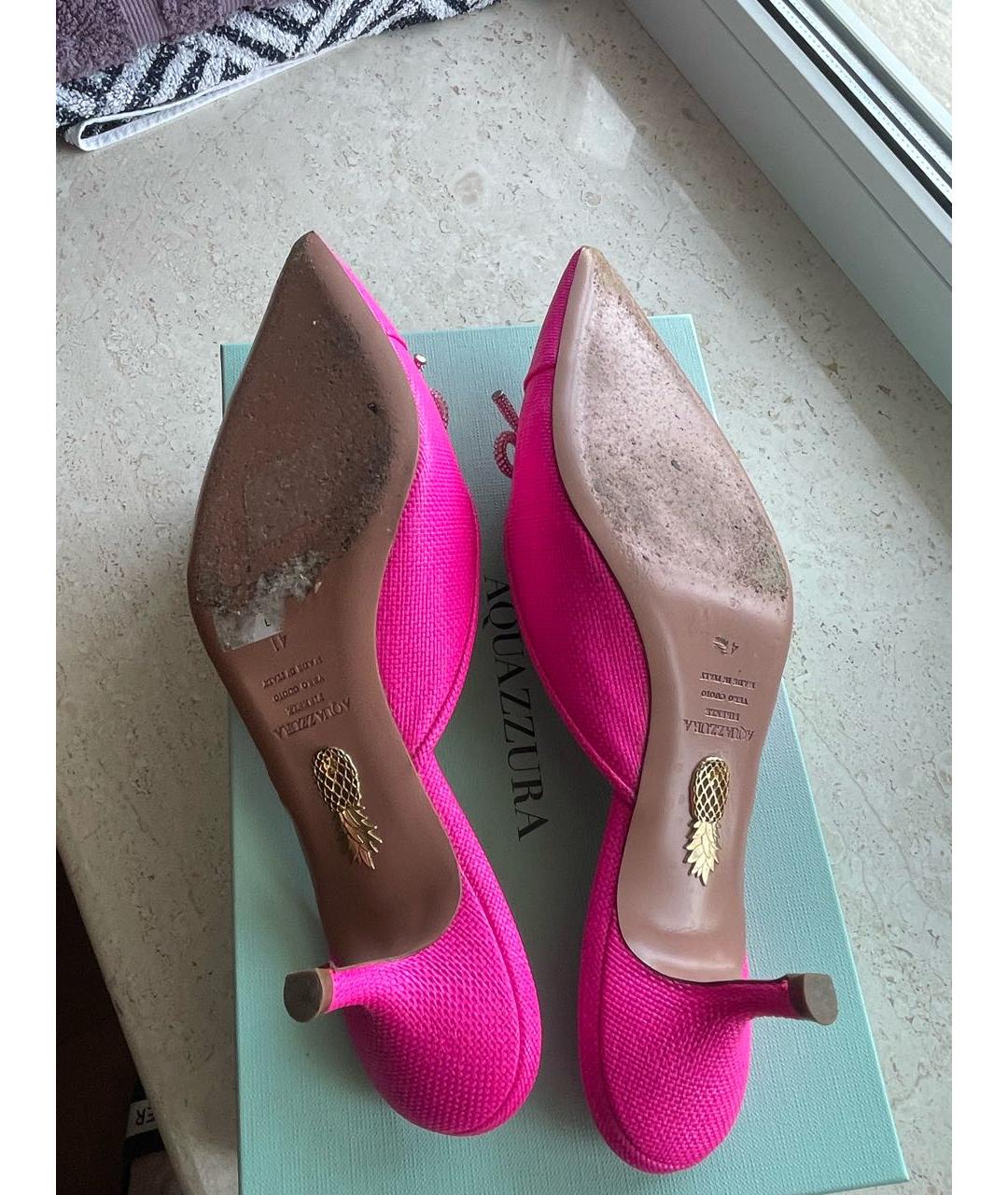 AQUAZZURA Фуксия текстильные мюли, фото 5