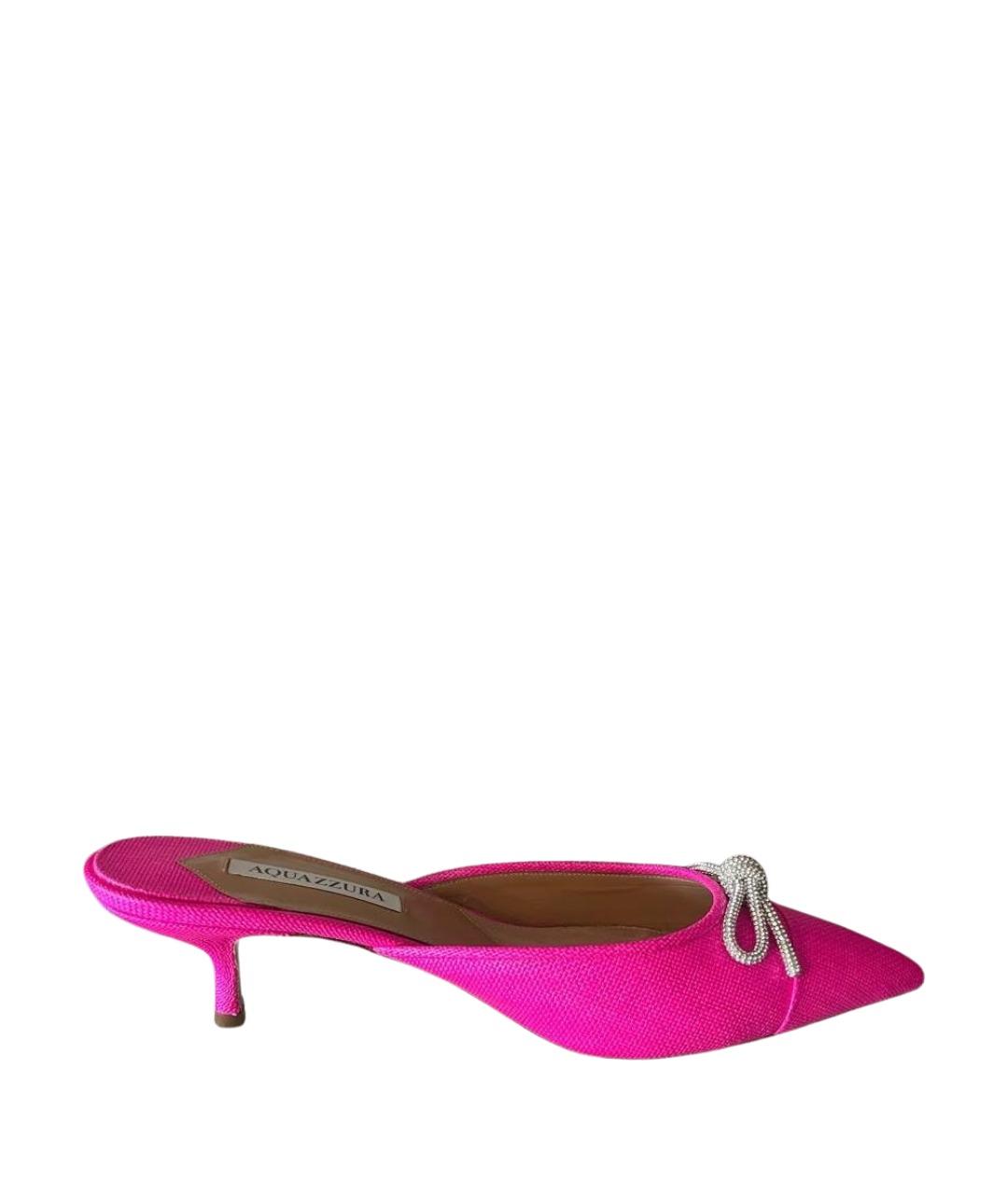 AQUAZZURA Фуксия текстильные мюли, фото 1